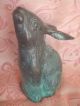 Vintage Rabbit,  Hare Bronze Figurine With Detail Metalware photo 3