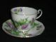 White With Purple Flowers Teacup With Saucer Cups & Saucers photo 1