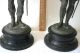 Ansonia Warriors Antique Spelter Knights Statues With Swords & Axe 15 