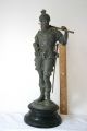 Ansonia Warriors Antique Spelter Knights Statues With Swords & Axe 15 