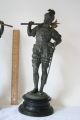 Ansonia Warriors Antique Spelter Knights Statues With Swords & Axe 15 