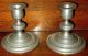 Antique Lovely 1930s Pair Insico Pewter Candlesticks Great Patina Metalware photo 1