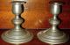Antique Lovely 1930s Pair Insico Pewter Candlesticks Great Patina Metalware photo 2