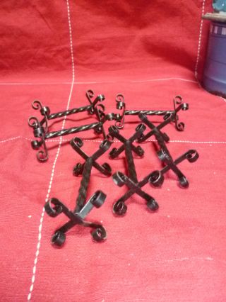 6 Vintage French Scrolled Wrought Iron Knife Rests : Tableware Accessories photo