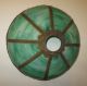 Antique 1920s 8 Panel Green Slag Glass Table Lamp Polychrome Metal Overlay Lamps photo 5