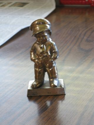 Antique Silver Man W/ Hat & Pipe Statue Figural Paperweight Japan 3.  5 