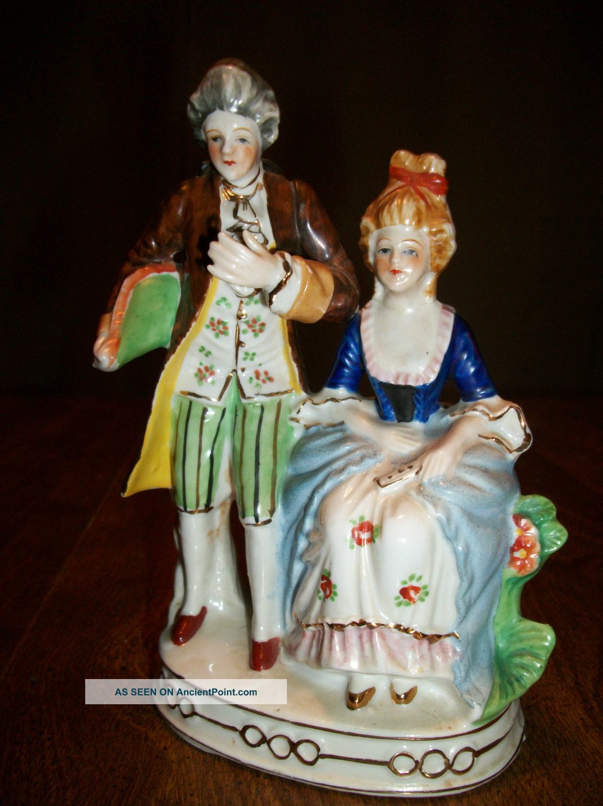 Antique Porcelain Victorian Couple Figurine Figurines photo