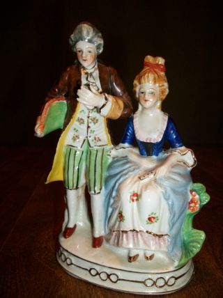 Antique Porcelain Victorian Couple Figurine photo
