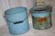 Vintage Painted Blue Minnow Full Floating Bucket Or Pail Shabby Decor Vessel Metalware photo 3