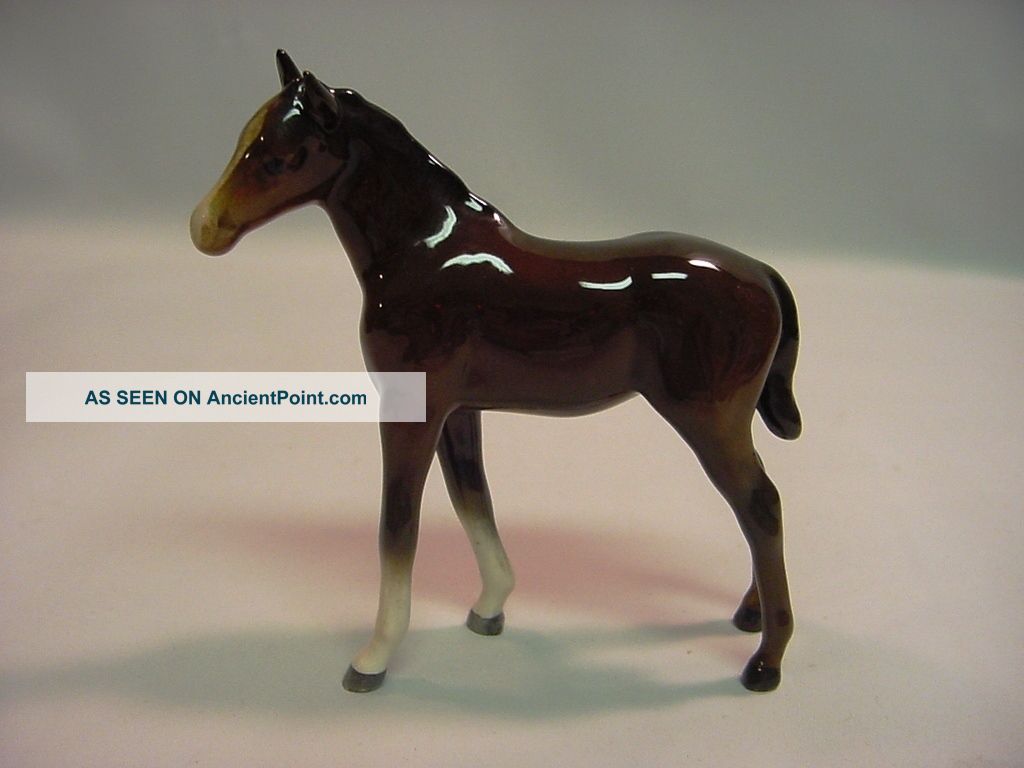 Old German Allach? Porcelain Brown Hand Painted Horse Figurine Figurines photo