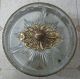 Vtg Round Footed Divided Crystal Covered Candy Dish & Lovely Filigree Work Base Metalware photo 1
