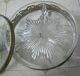 Vtg Round Footed Divided Crystal Covered Candy Dish & Lovely Filigree Work Base Metalware photo 2