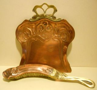 Antique Art Nouveau Copper Crumb Tray Copper & Brass,  By Carl Deffner,  Germany photo