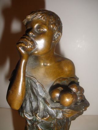 Antique Listed Franz Iffland German 19/20thc Boy Bronze Sculpture photo
