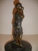 Antique Listed Franz Iffland German 19/20thc Boy Bronze Sculpture Metalware photo 3