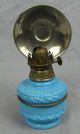 Antique Blue Milk Glass Base Miniature Lamp With Reflector Lamps photo 2