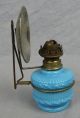 Antique Blue Milk Glass Base Miniature Lamp With Reflector Lamps photo 3