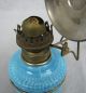 Antique Blue Milk Glass Base Miniature Lamp With Reflector Lamps photo 5