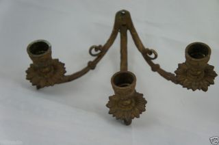 Antique Brass Triple Wall Sconce/candlestick photo