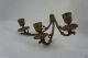 Antique Brass Triple Wall Sconce/candlestick Metalware photo 1