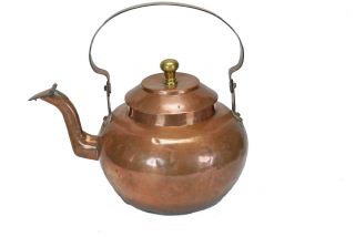 Antique C.  1800 Copper Water Kettle,  Dutch, photo