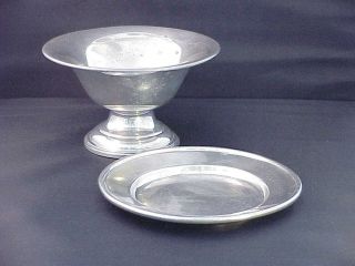Antique Queens Art Pewter Brooklyn New York Hand Crafted Footed Bowl And Plate photo