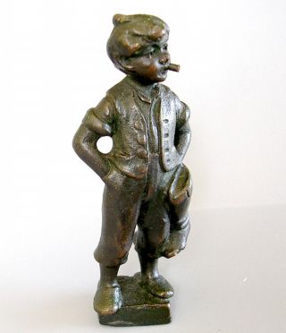 1900 Austrian/german Miniature Bronze Figurine - Smoking Boy - Schmidt - Felling? photo