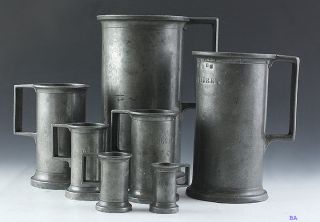 1800s Continental European Set Of Pewter Measures photo