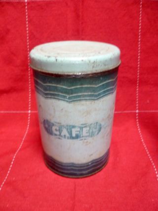 Antique French Tin Shabby Coffee Box Canister : Cafe In Blue photo