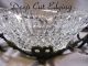 Pressed Cut Glass Diamond Cut Centerpiece Bowl On Bronze Stand Metalware photo 2