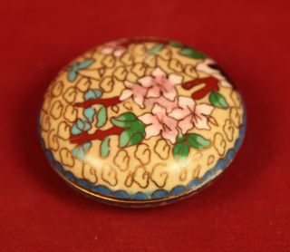 Antique Cloisonne Round Brass Box With Lid photo