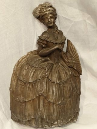 Antique Victorian Old Cast Metal Southern Bell Lady Statue Figurine Doorstop photo
