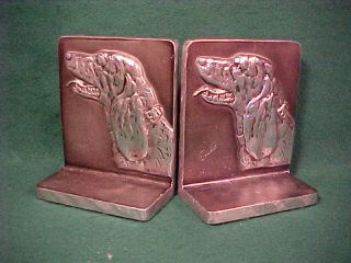 Mid Century Modern Signed Bruce Fox Bookends Hand Finished Wrought Aluminum Dogs photo