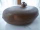 1800s Antique Hot Water Bottle Sled Warmer Copper Brass All Stopper Cap Metalware photo 4