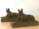 Antique German Shepherd Bookends Galvano Bronze Dog Vintage Sculptures Art Deco Metalware photo 2