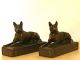 Antique German Shepherd Bookends Galvano Bronze Dog Vintage Sculptures Art Deco Metalware photo 3