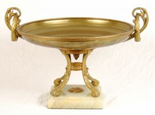 19th C.  Bronze Tazza Console Bowl With Enamel Portrait Of Pre - Raphaelite Beauty photo