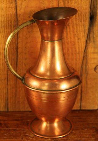 Antique Ornate Copper And Brass Pouring Jug photo