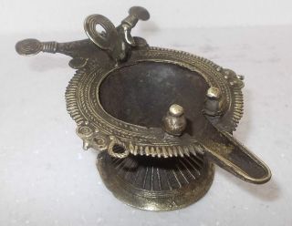Antique Vintage Rare Old Peacock Figure Brass Temple Oil Lamp / Deepak photo