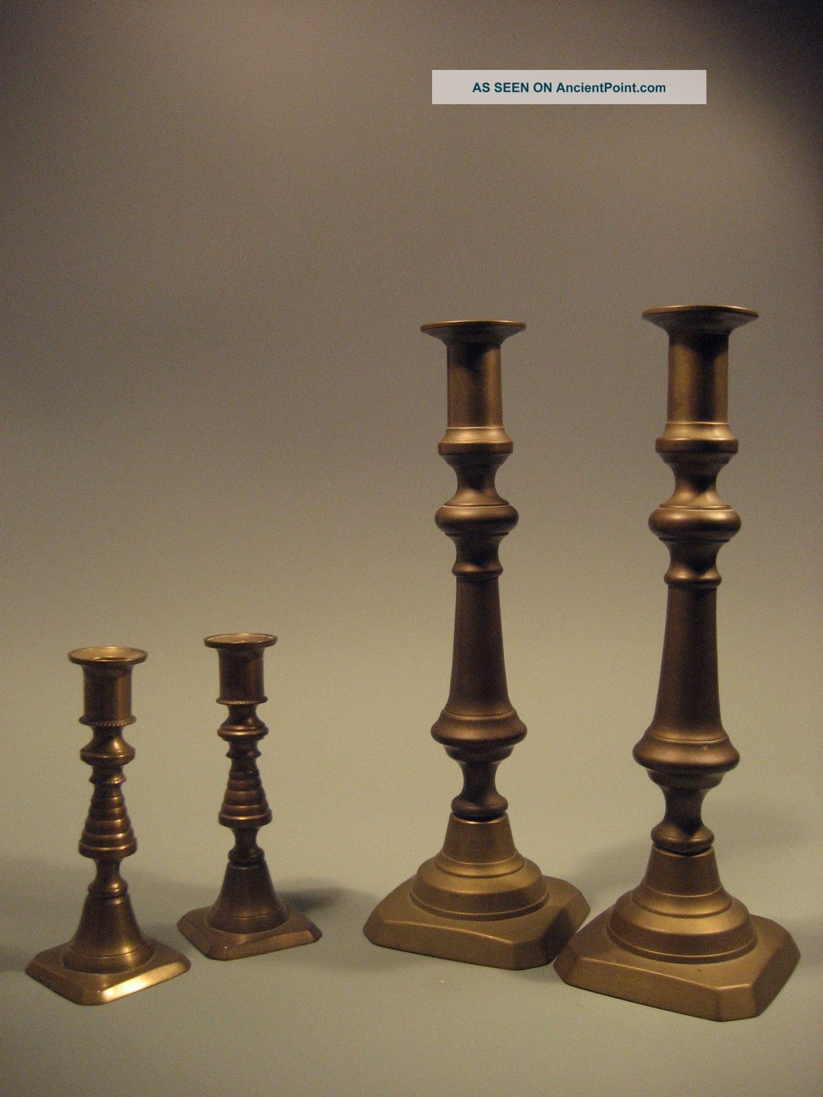 Two Fine Old Pair ' S Of Brass English Candlesticks Ca.  1900 Metalware photo