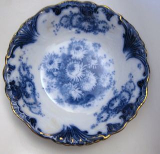 Large Flow Blue Serving Bowl - Dahlia - Upper Hanley Pottery photo