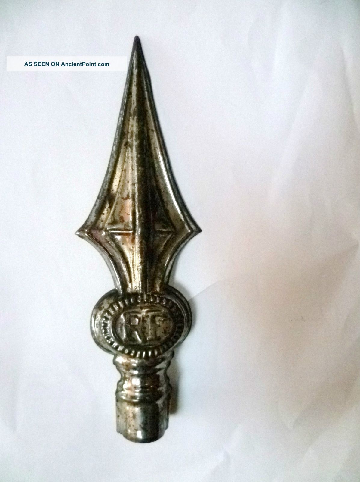 Antique French Metal Flag Accessory : Memorial R.  F Metalware photo