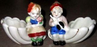 Antique Bavarian Boy & Girl Planters Marked Occupied Japan photo