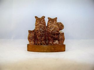 Antique Bronze Figurine Owl Family Bridgeport Ct Us photo