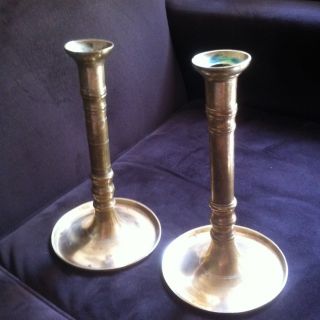 Antique Brass Candlesticks,  Large 10.  25 