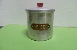 Vintage French Metal - Alu Box Canister W/ Copper Label Spices = Epices photo