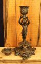 Circa 19th Century Solid Bronze Cherub Candleholder Metalware photo 5