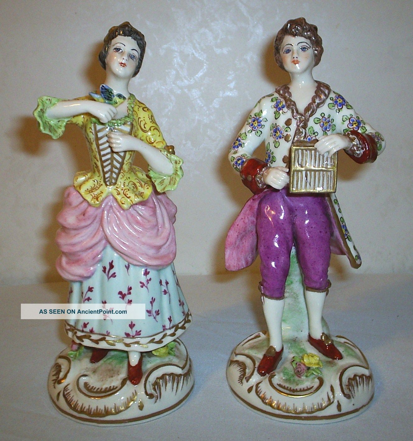 Antique Porcelain French Figurines France Signed Samson? Crown Over N Figurines photo