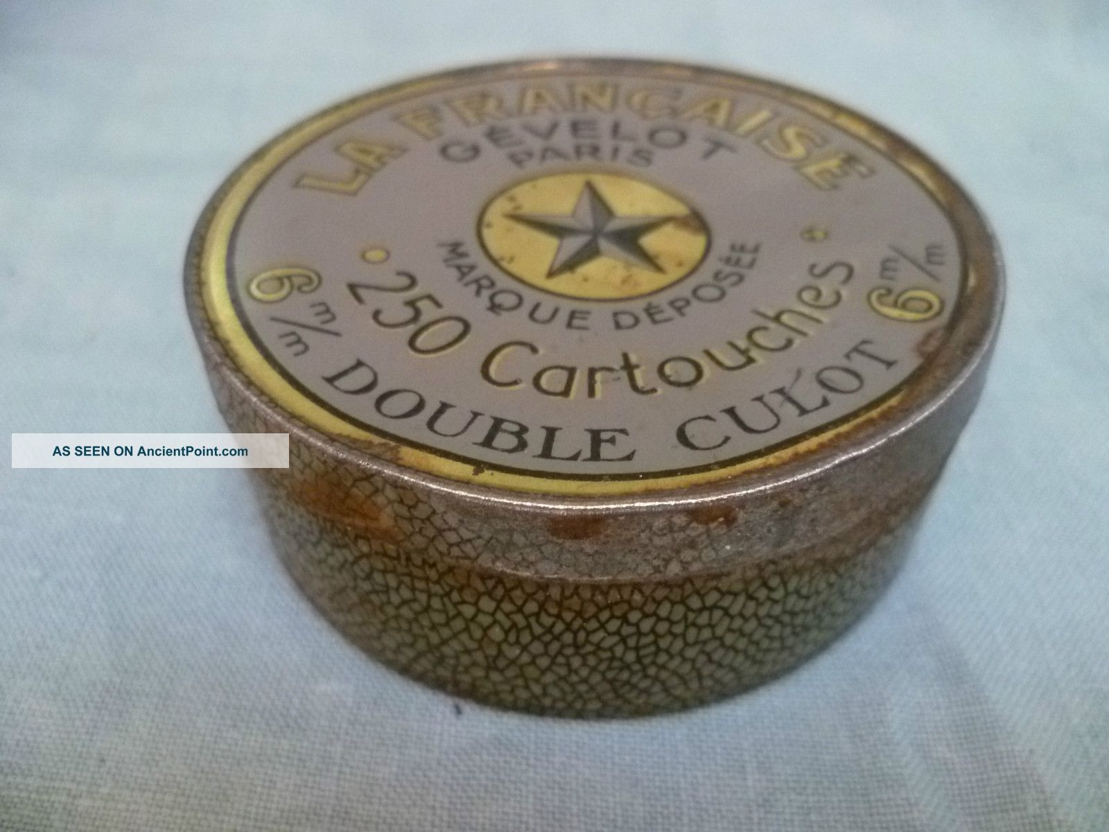 Antique French Advert Tin Gun Cartridge Box : La Francaise Gevelot. . .  Paris Metalware photo