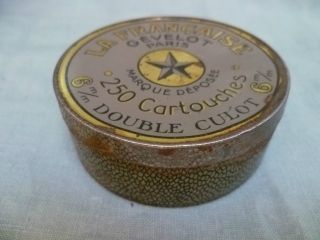Antique French Advert Tin Gun Cartridge Box : La Francaise Gevelot. . .  Paris photo